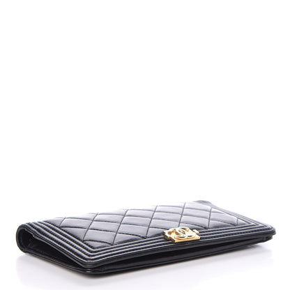 Chanel Lambskin Quilted Boy Yen Wallet Black 4 of 13