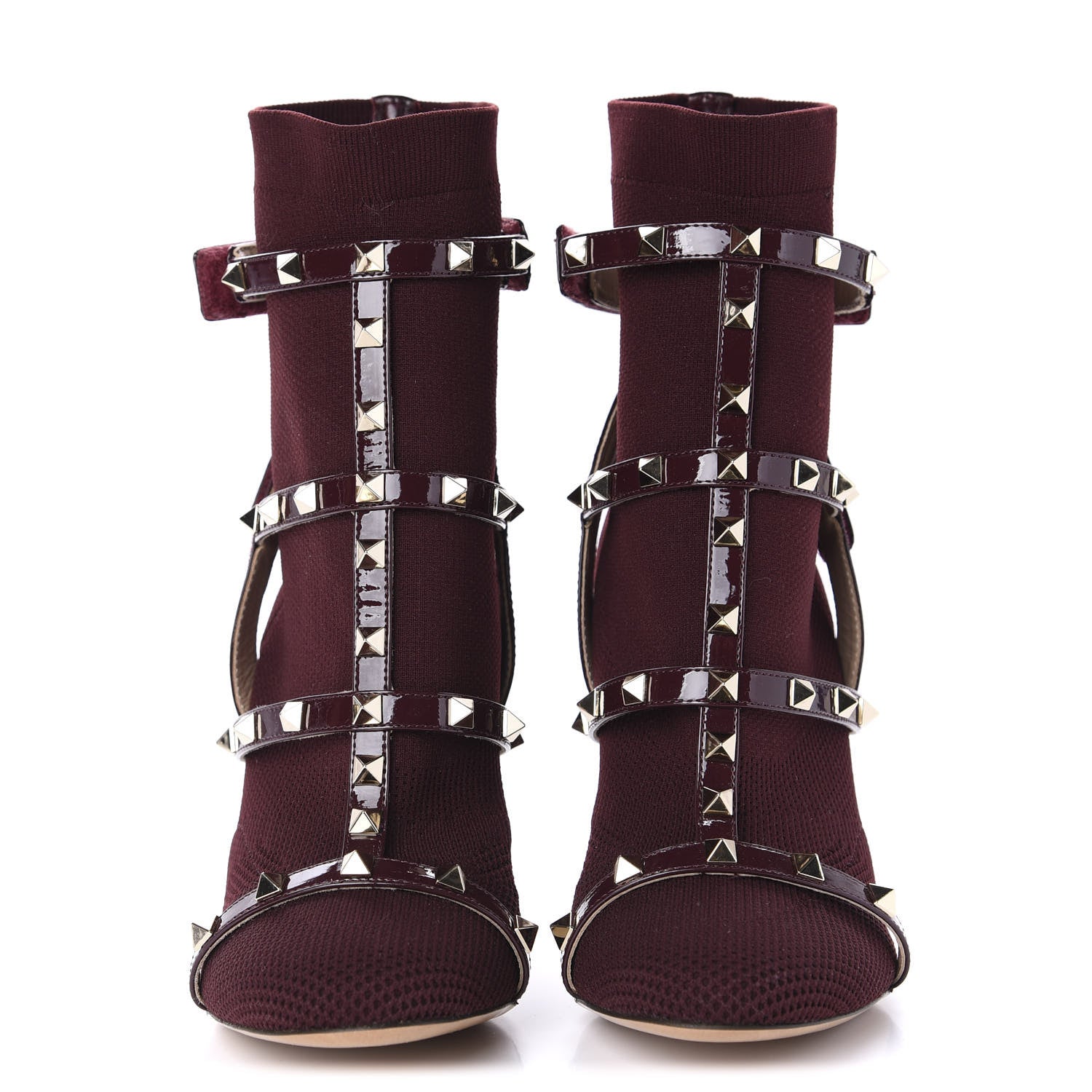 Valentino Garavani Knit Patent Rockstud Bodytech 105mm Ankle Boots 37.5 Rubin 2 of 9