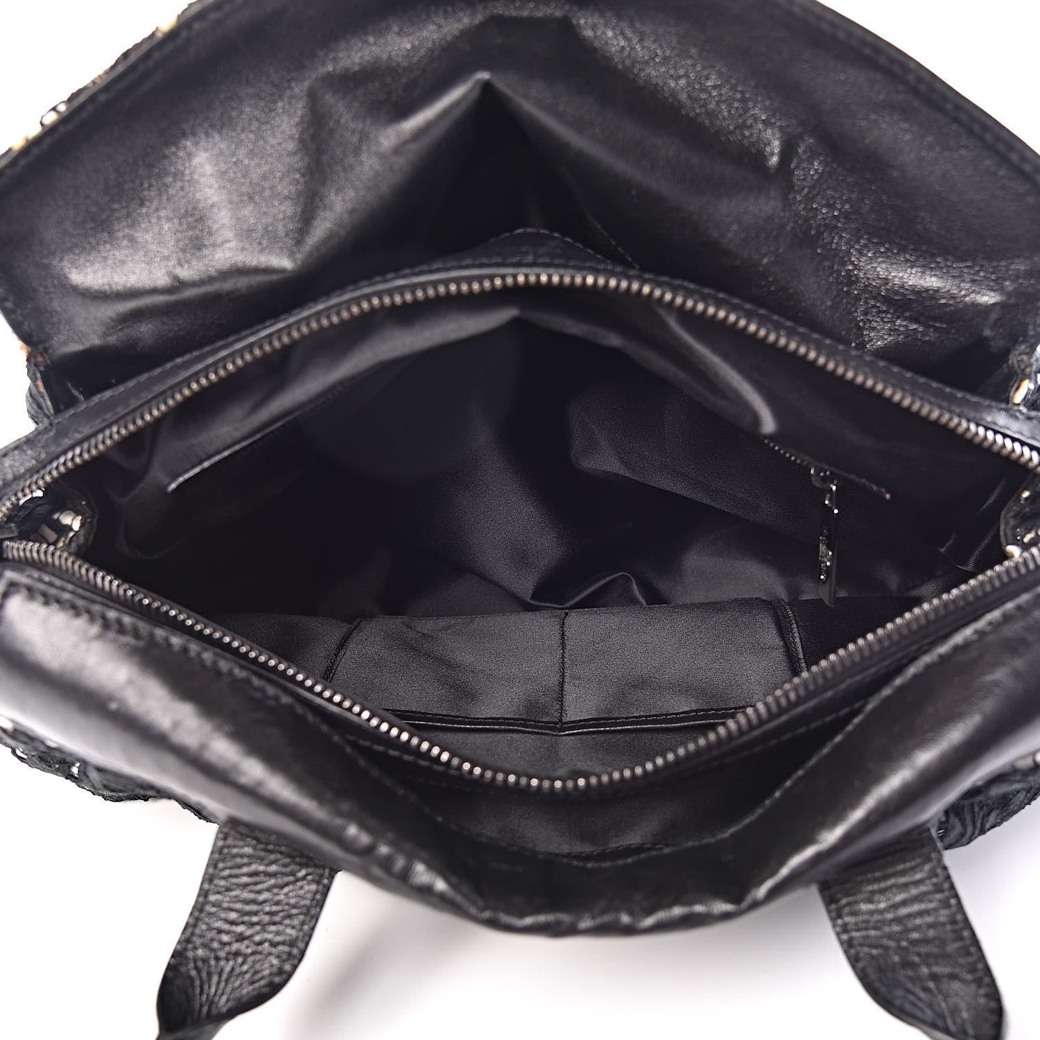 Valentino Garavani Satin Lace Satchel Black 6 of 20