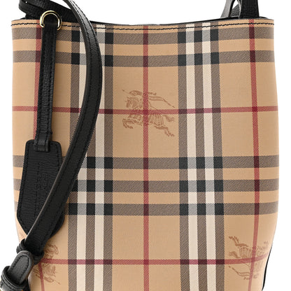 Burberry Haymarket Check Colours Small Lorne Bucket Crossbody Black 9 of 11