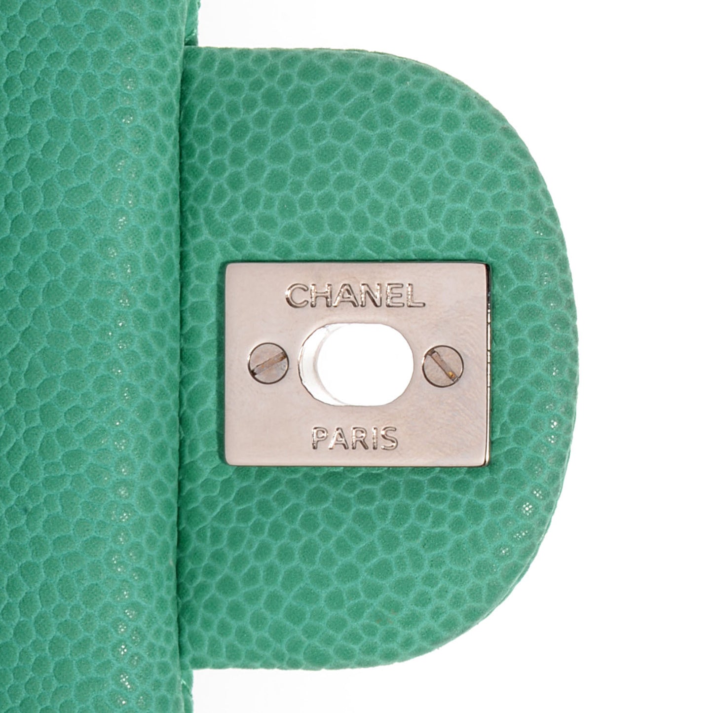 Iridescent Caviar Quilted Mini Square Flap Green