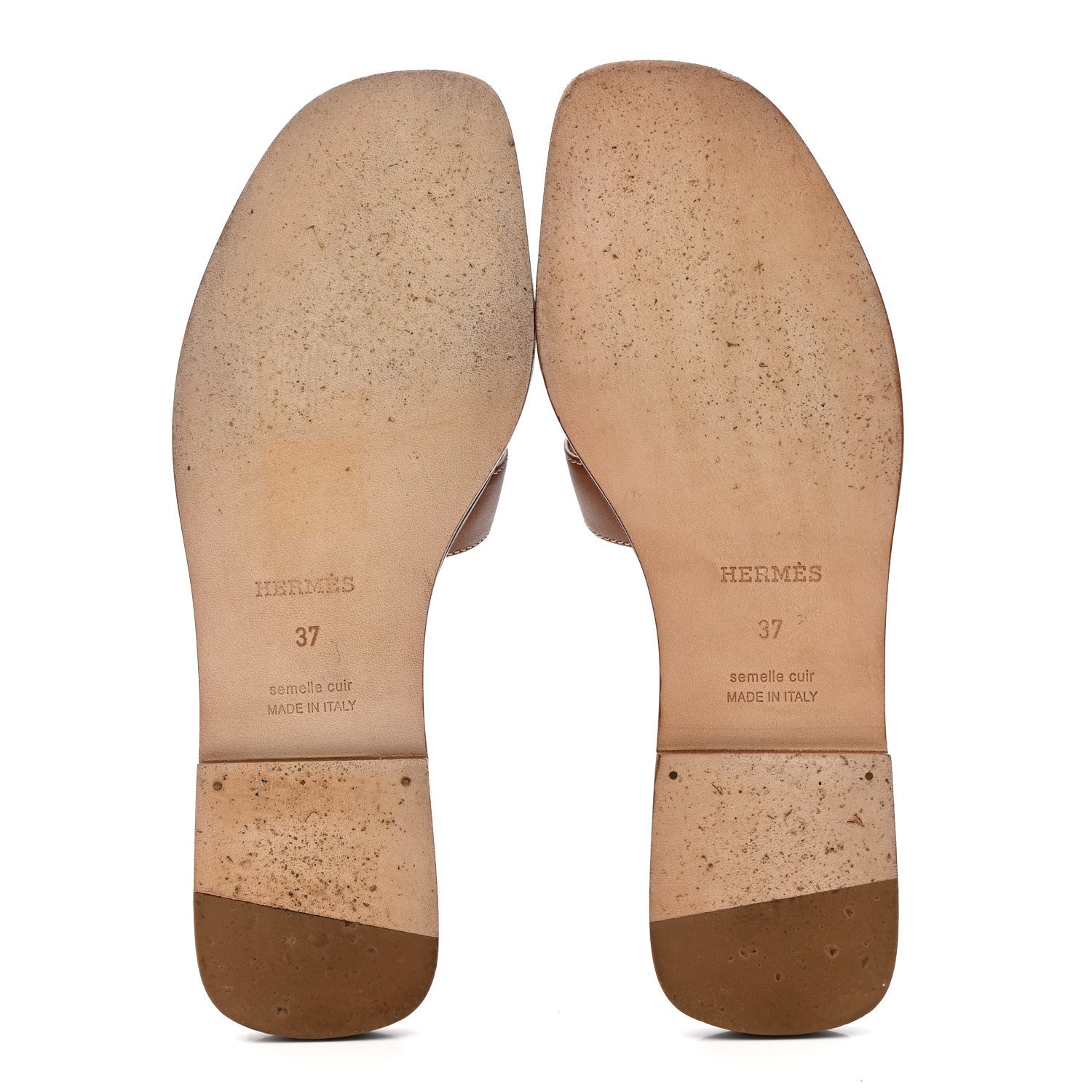 Hermes Box Calfskin Oran Sandals 37 Gold 6 of 11