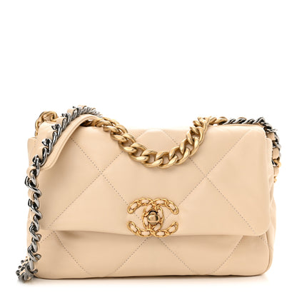 Chanel Goatskin Quilted Medium Chanel 19 Flap Beige 1 of 11