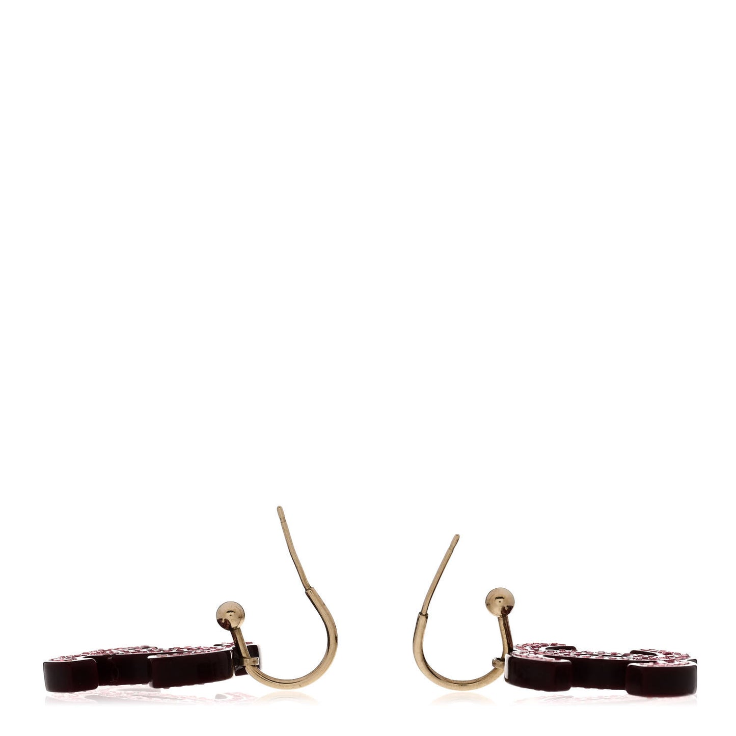 Crystal Resin CC Drop Earrings Pink Burgundy