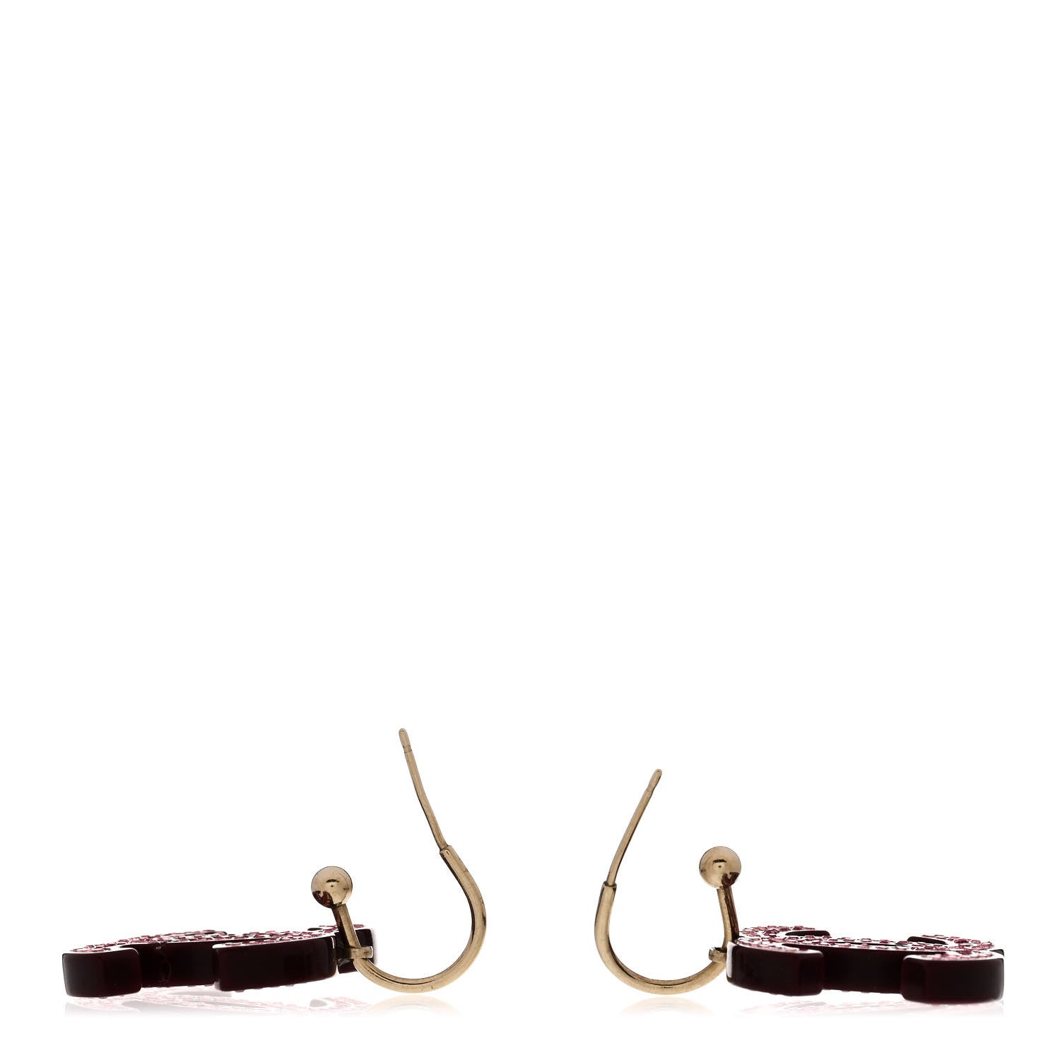 Chanel Crystal Resin CC Drop Earrings Pink Burgundy 3 of 5