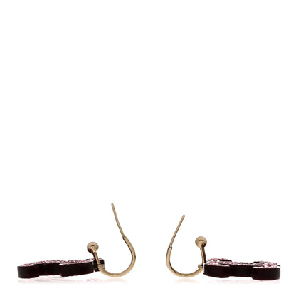 Chanel Crystal Resin CC Drop Earrings Pink Burgundy 3 of 5