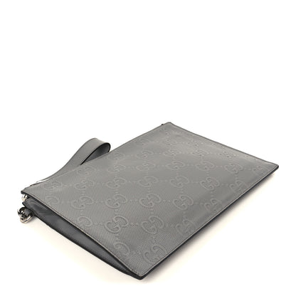 Gucci Calfskin GG Tennis Embossed Wristlet Pouch Grey 4 of 8