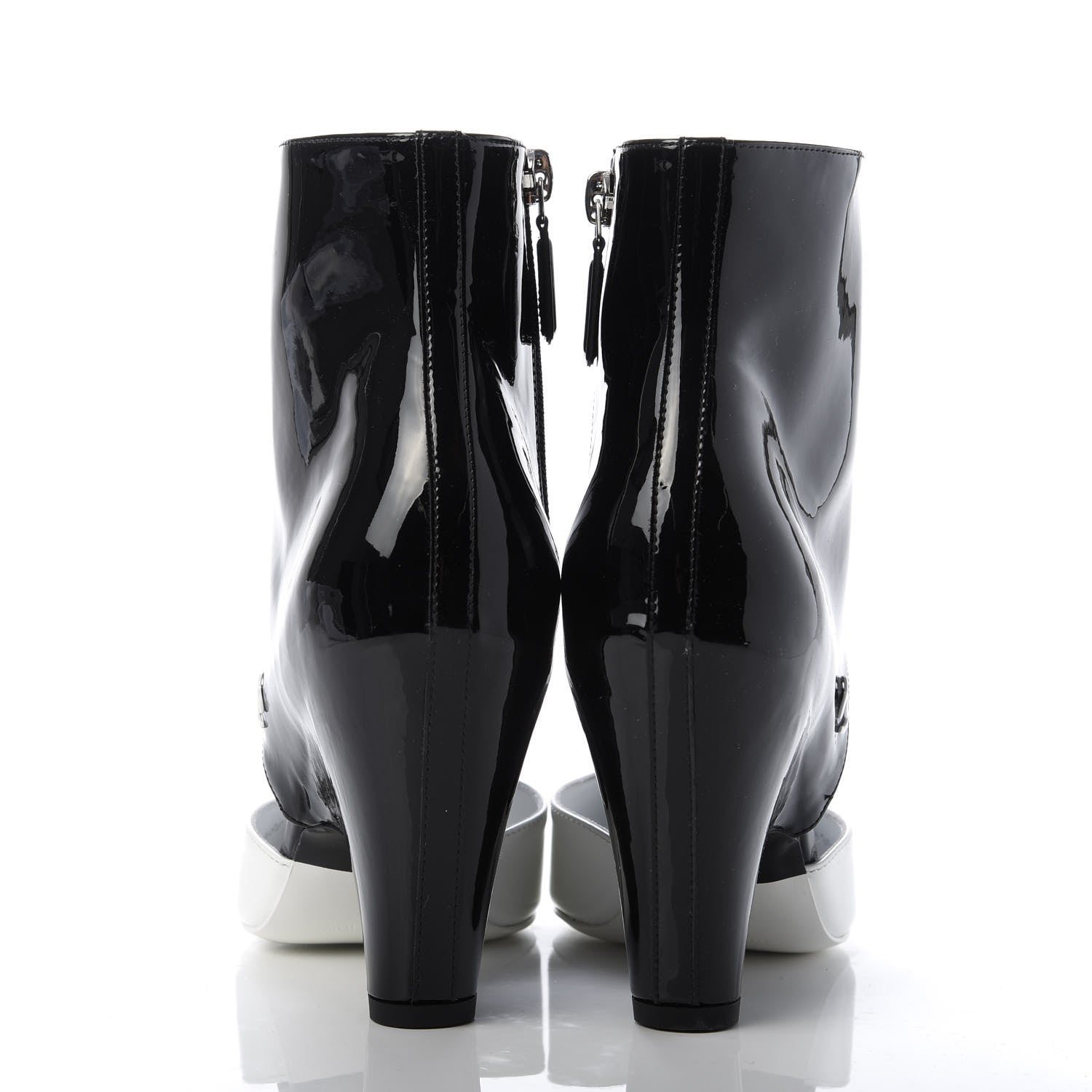 Chanel Patent Calfskin Pumps 36 Black White 6 of 10