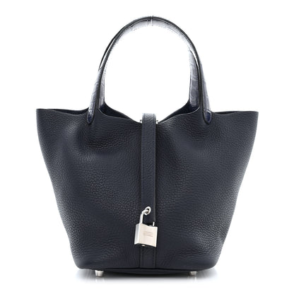 Hermes Taurillon Clemence Matte Alligator Picotin Lock Touch 22 Bleu Nuit 1 of 11