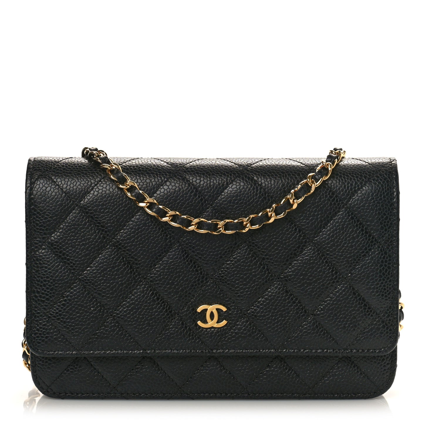 Caviar Quilted Wallet on Chain WOC Black