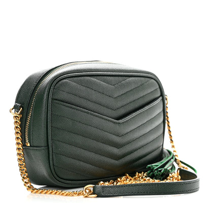 Saint Laurent Grain De Poudre Matelasse Monogram Mini Lou Camera Bag New Vert Fonce 3 of 11