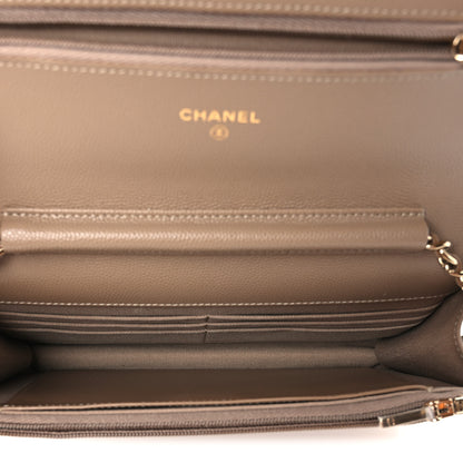 Chanel Metallic Caviar Quilted Wallet On Chain WOC Dark Gold 4 of 10