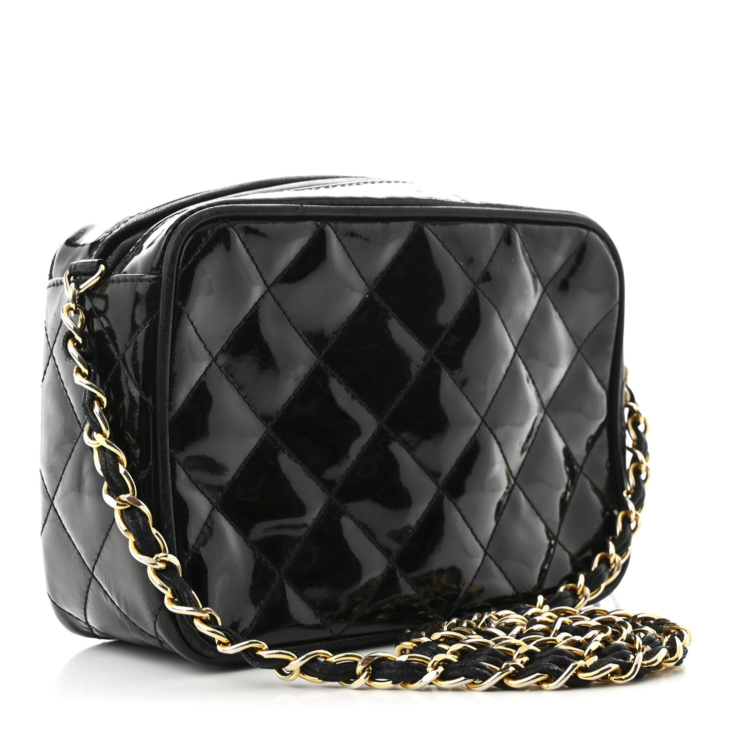 Patent Quilted Tassel Camera Case Black