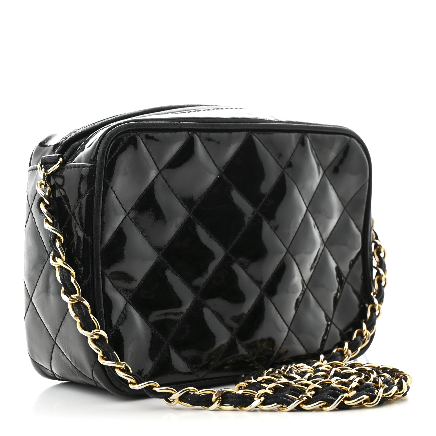 Chanel Patent Quilted Tassel Camera Case Black 3 of 11