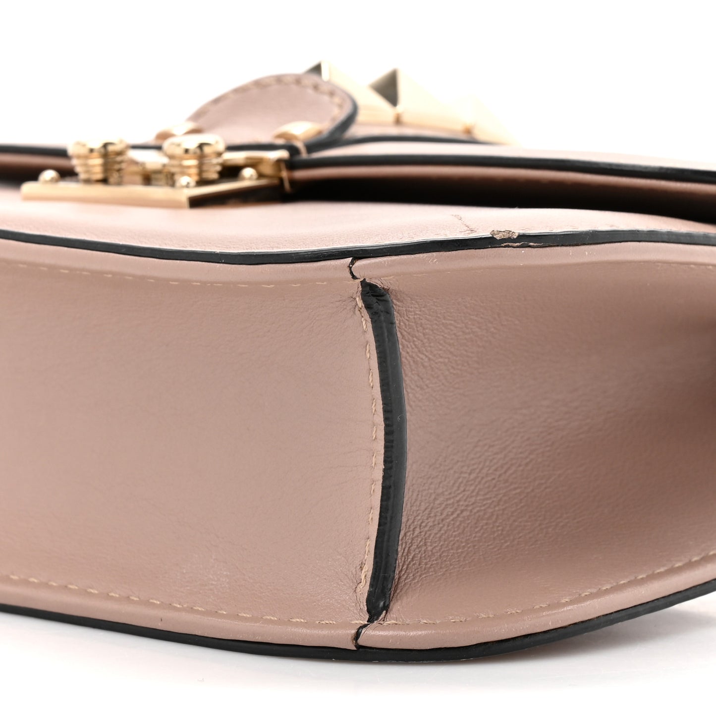 Vitello Small Glam Lock Rockstud Flap Poudre