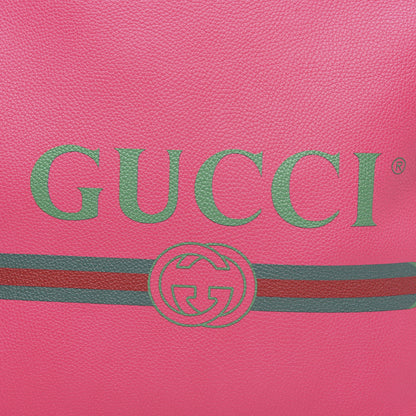 Gucci Grained Calfskin Logo Drawstring Backpack Box Pink Green Black 9 of 9