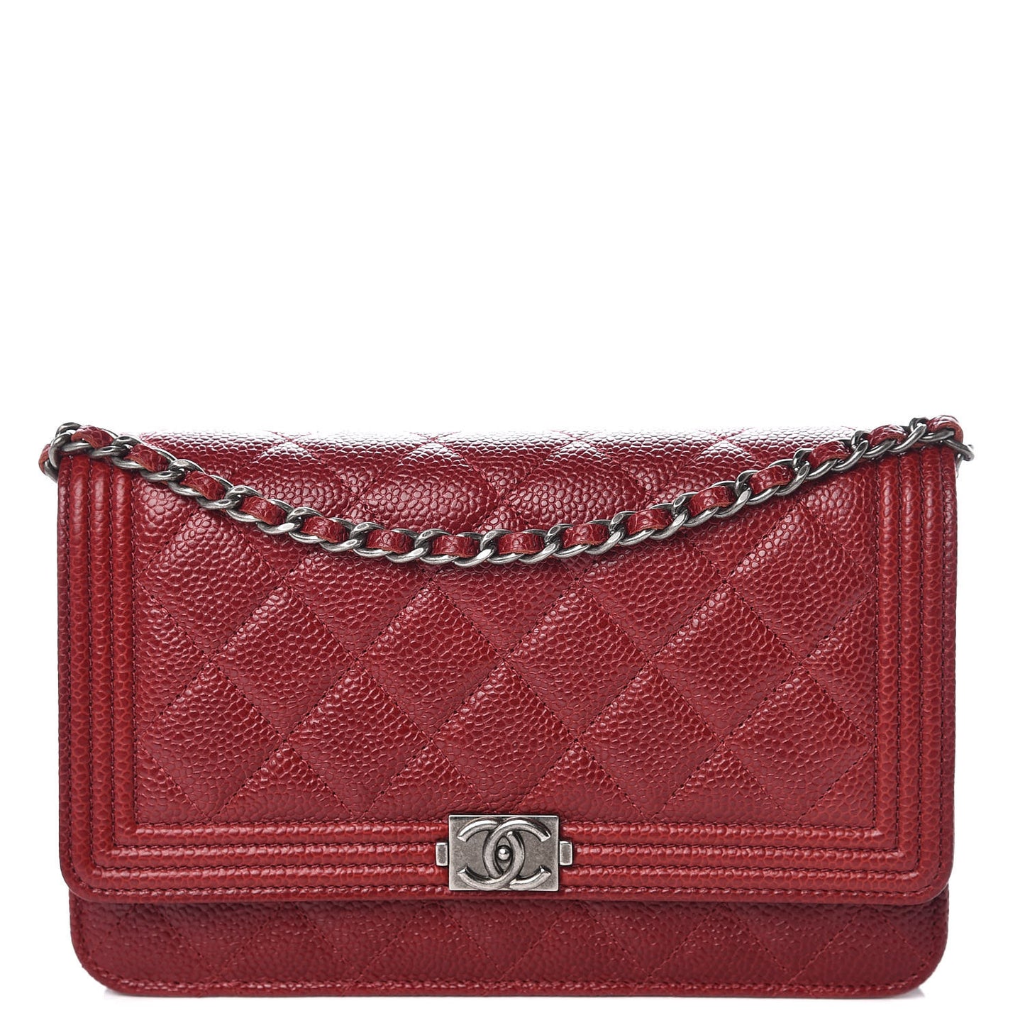 Caviar Quilted Boy Wallet On Chain WOC Red