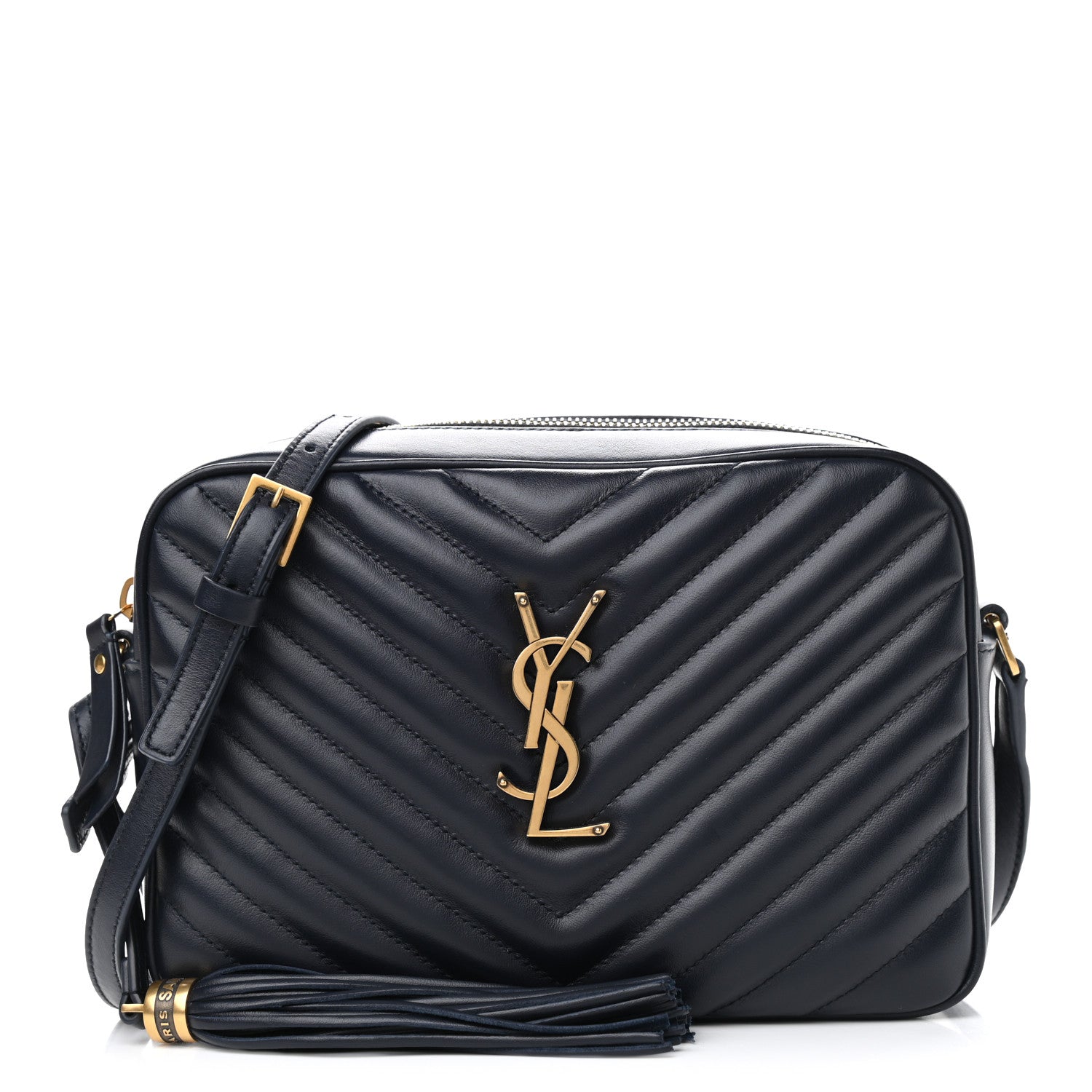 Saint Laurent Calfskin Matelasse Monogram Lou Camera Bag Navy 1 of 9