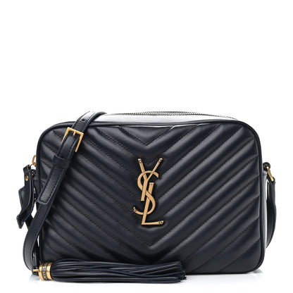 Saint Laurent Calfskin Matelasse Monogram Lou Camera Bag Navy 1 of 9