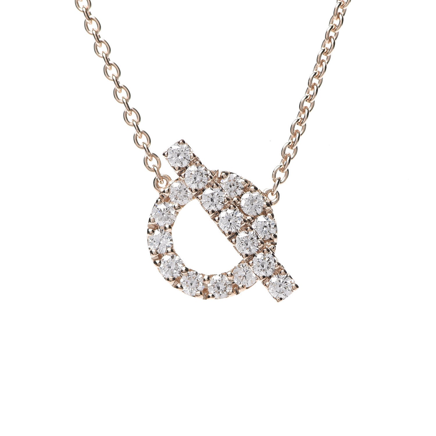 Hermes 18K Rose Gold Diamond Finesse Pendant Necklace 6 of 6