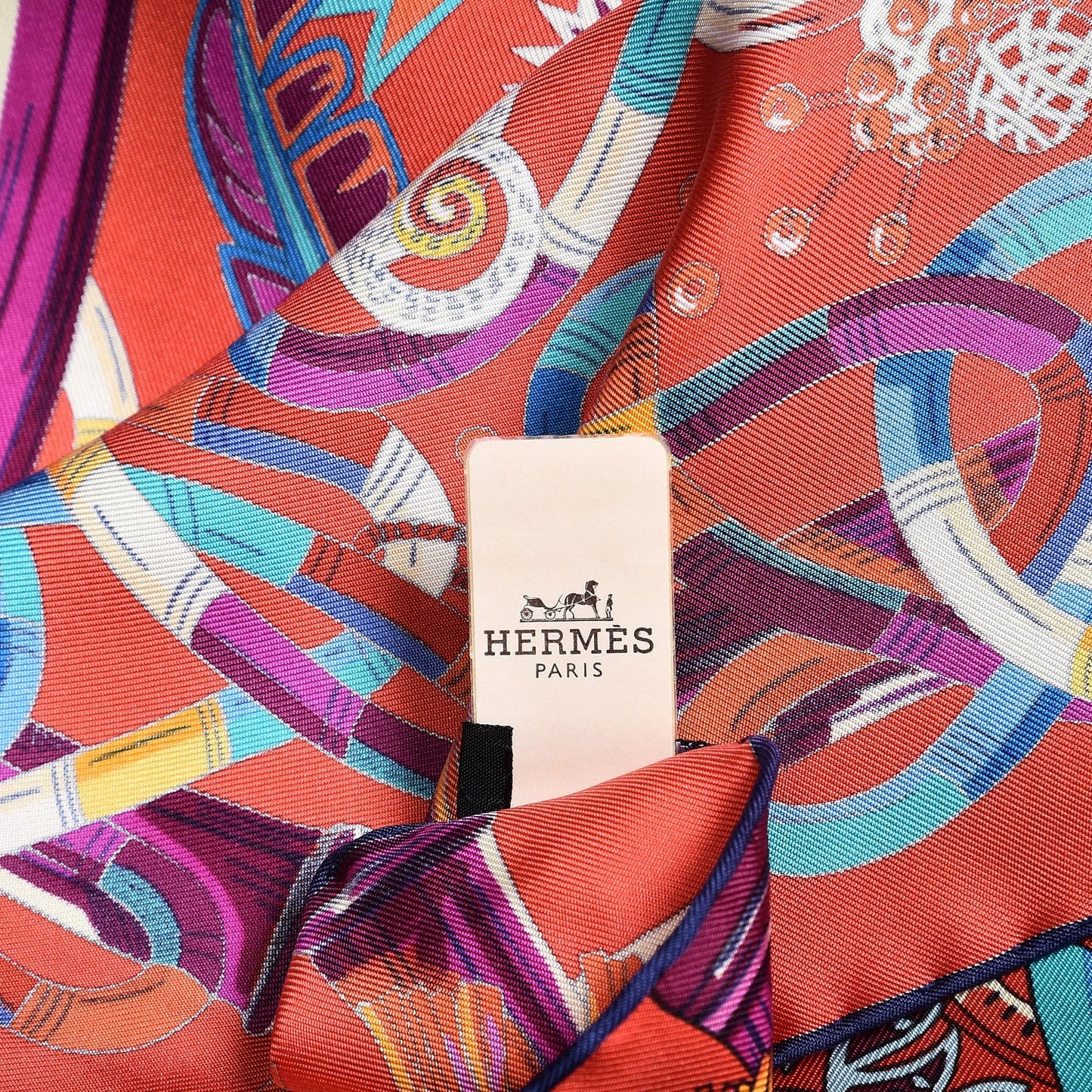 Silk Au Fil Du Carre Scarf 90 Rouge Violet Turquoise