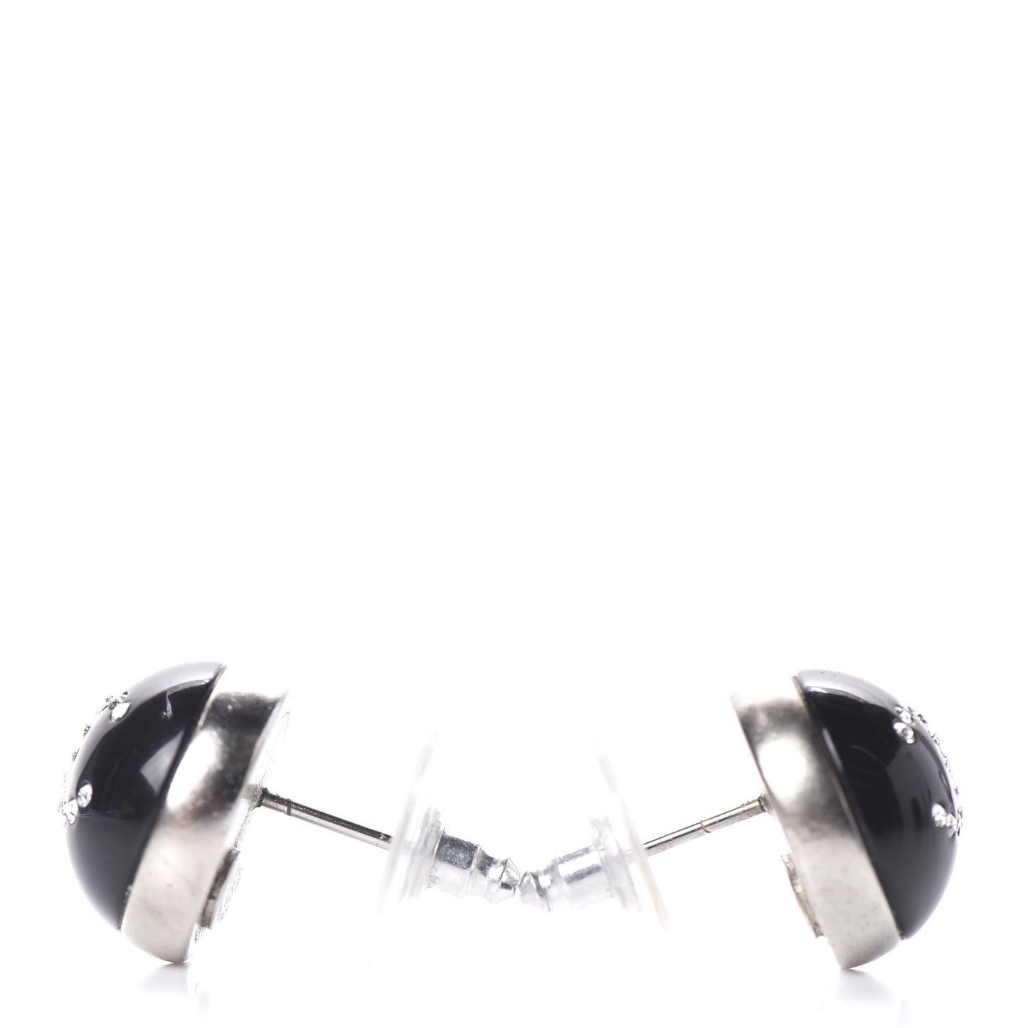 Resin Crystal CC Earrings Black