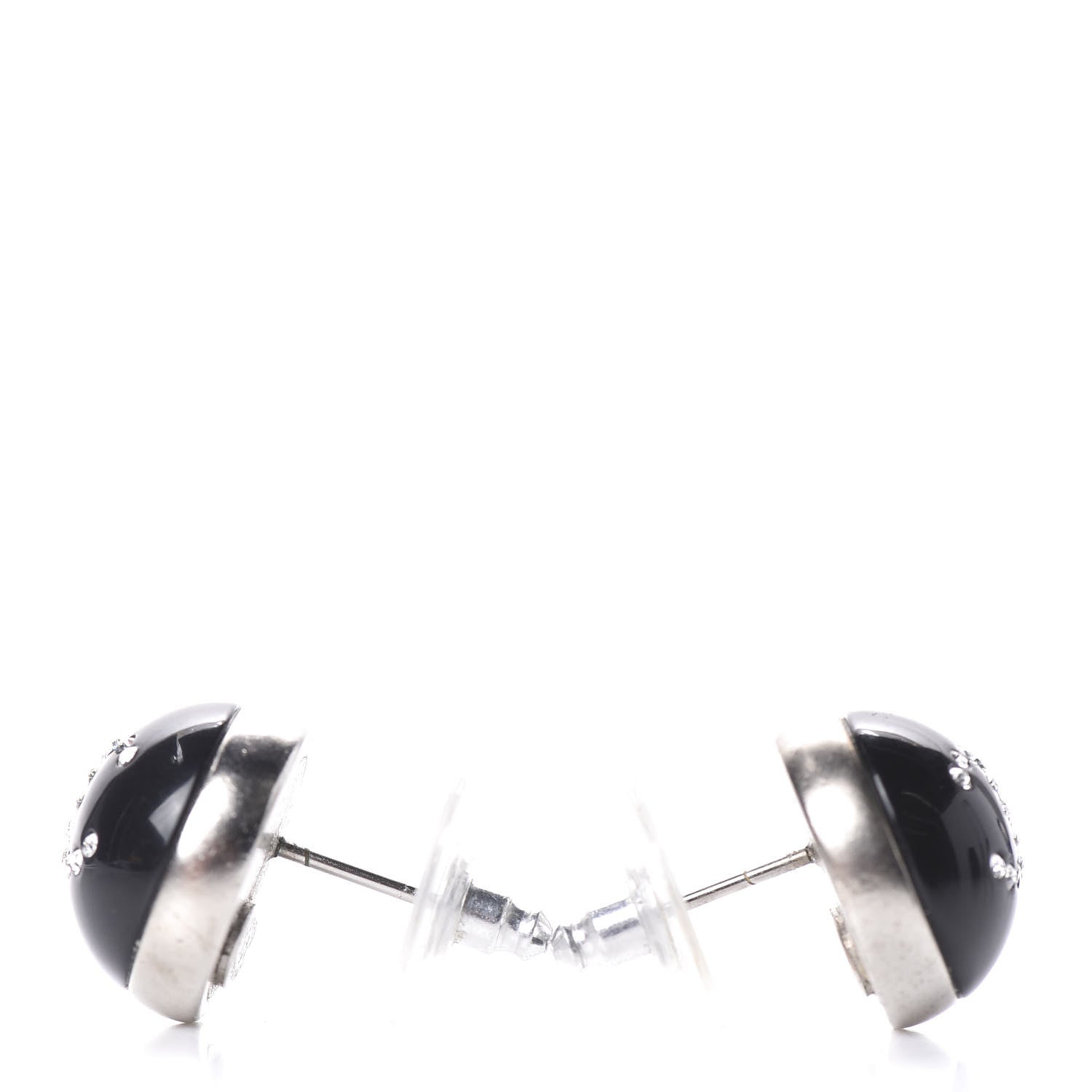 Chanel Resin Crystal CC Earrings Black 2 of 5