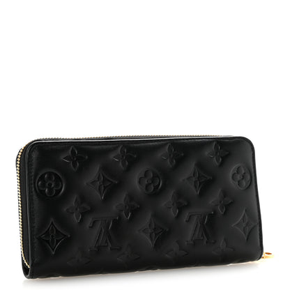 Louis Vuitton Lambskin Embossed Monogram Coussin Zippy Wallet Black 3 of 7