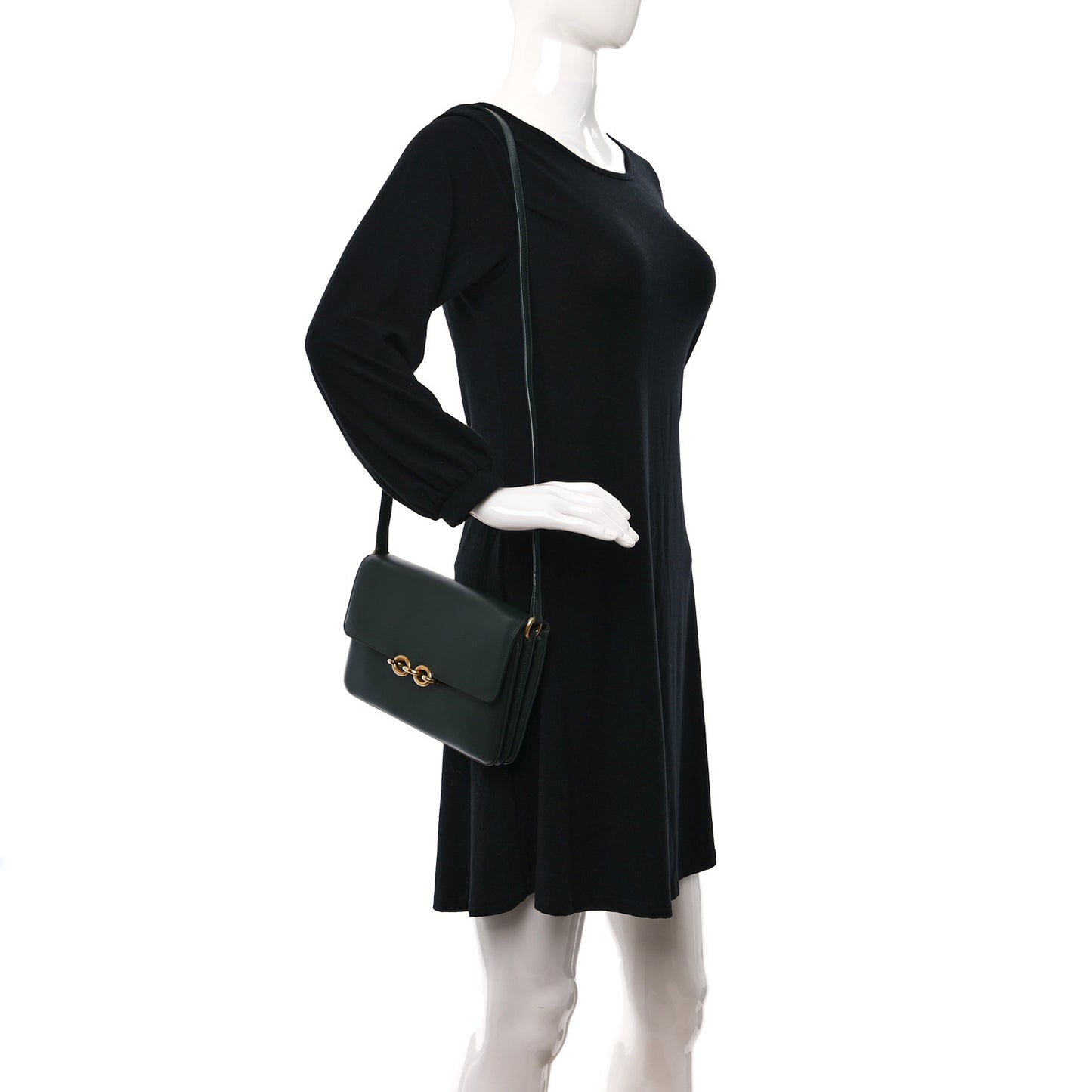 Smooth Calfskin Le Maillon Satchel Vert Fonce