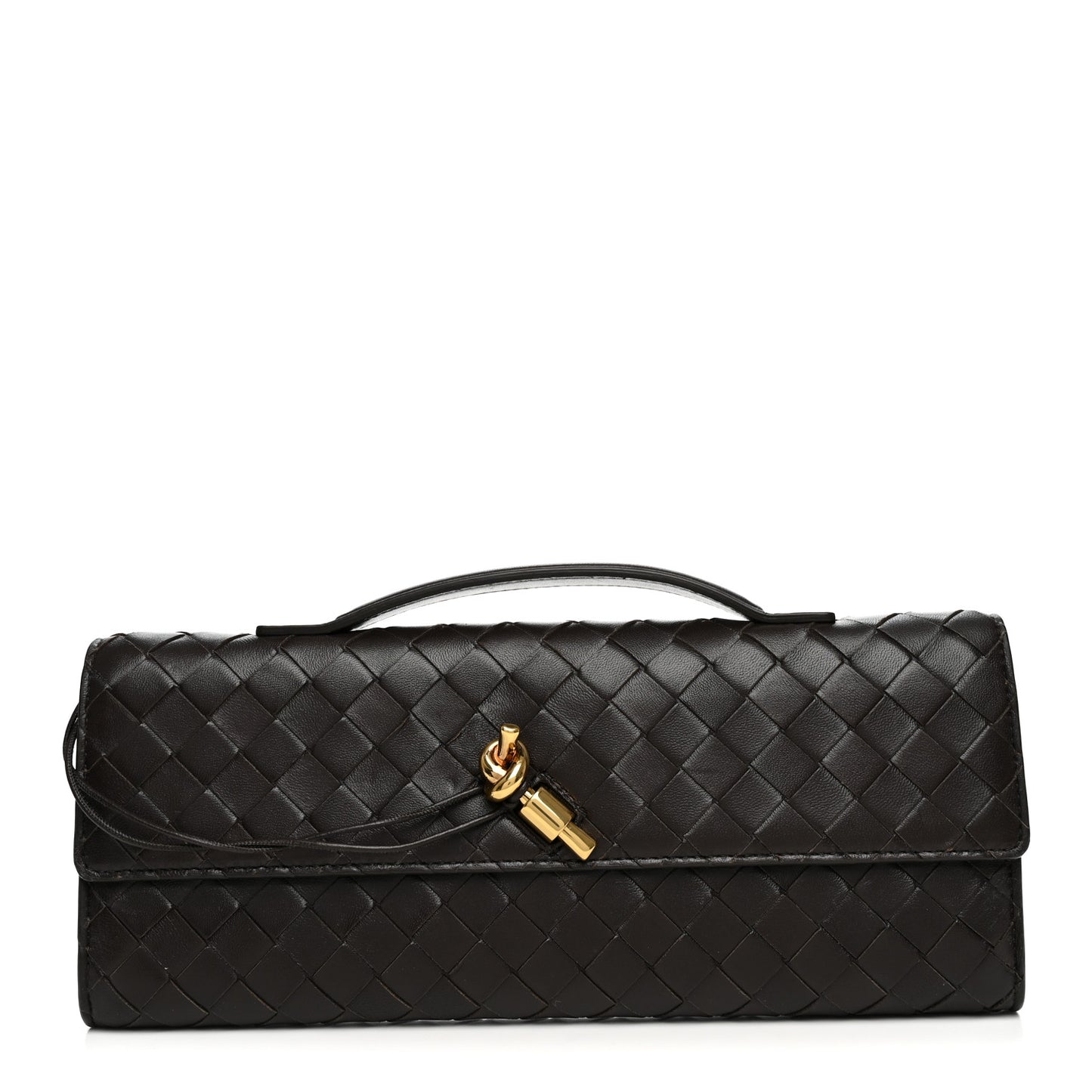 Nappa Intrecciato Long Andiamo Top Handle Clutch  Fondant