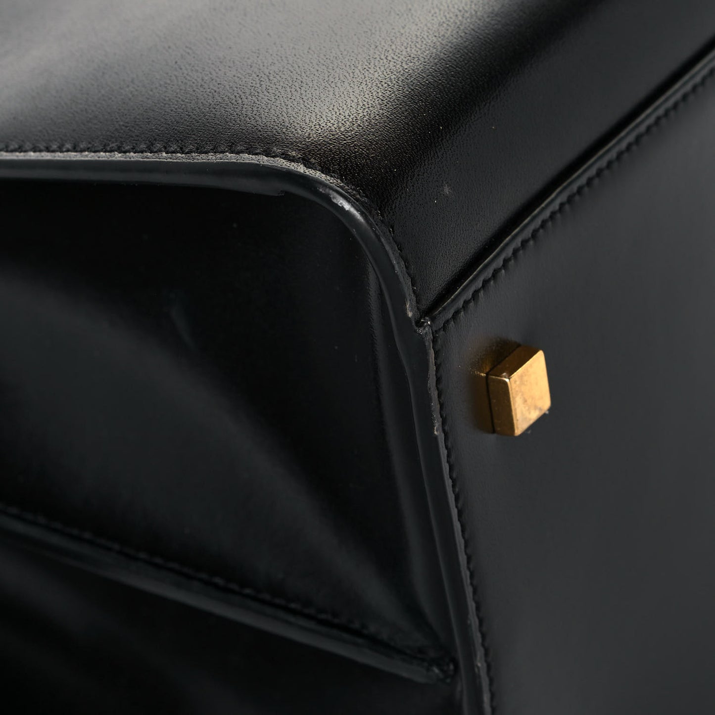 Shiny Calfskin Large Uptown Tote Black