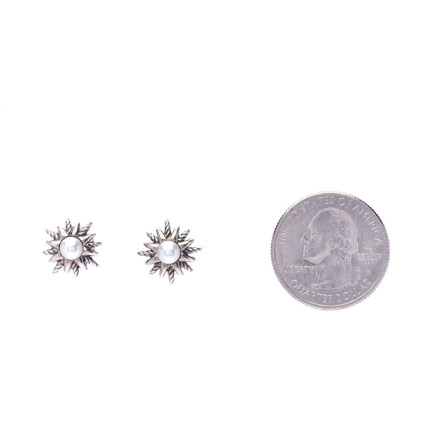 Sterling Silver Pearl Starburst Earrings