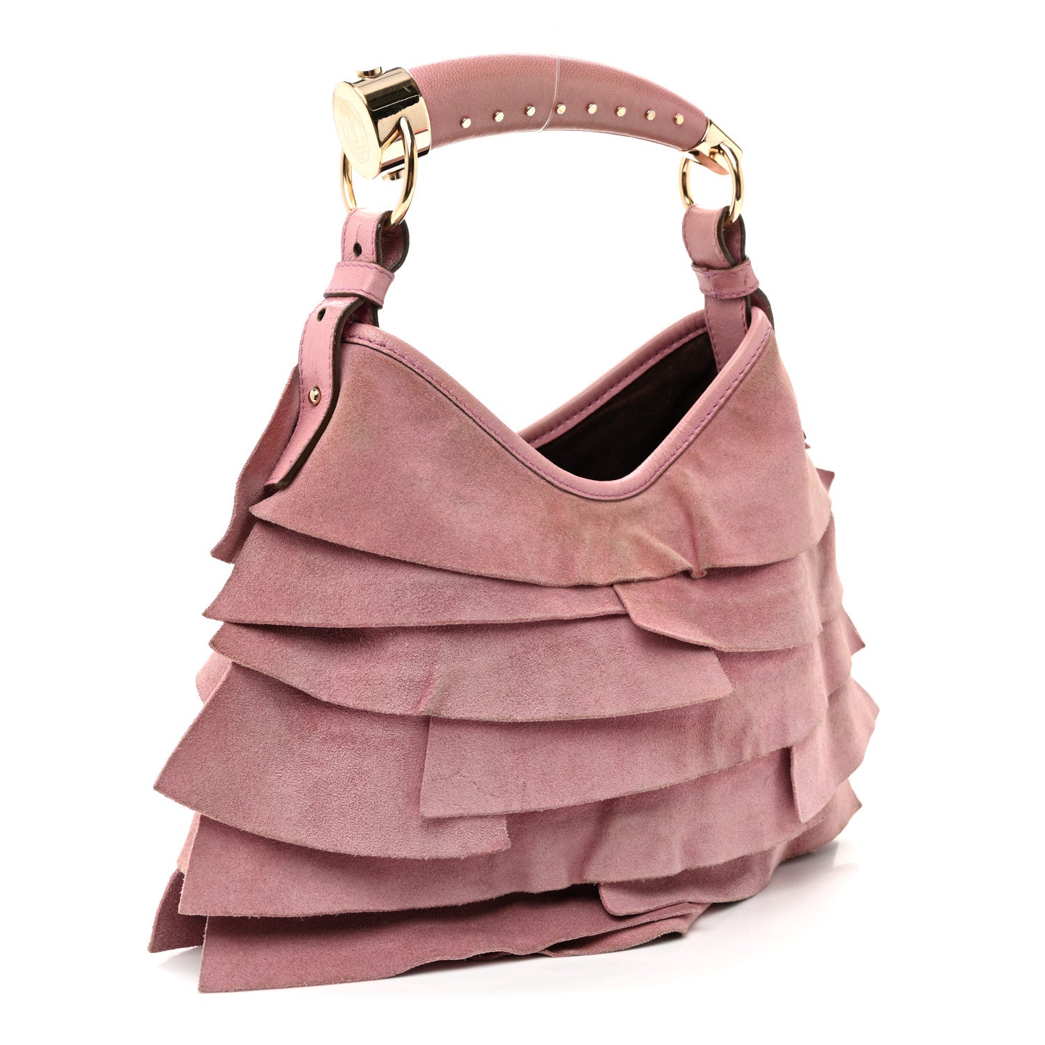 Saint Laurent Suede Ruffle Horn Saint Tropez Pink 3 of 10