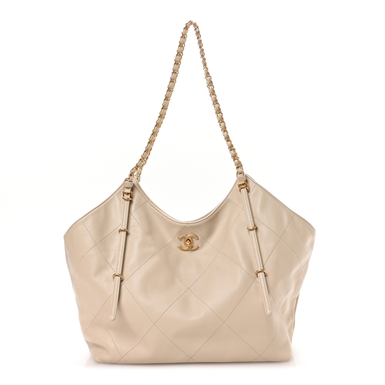 Chanel Calfskin Quilted Maxi Coco Large Shopping Bag Beige 1 of 12