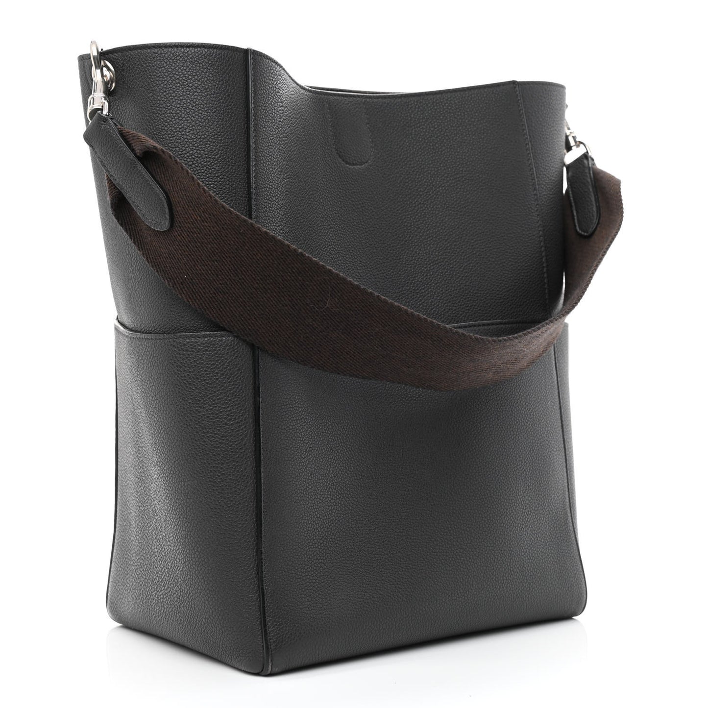 Soft Grained Calfskin Sangle Bucket Bag Anthracite