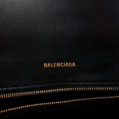 Balenciaga Shiny Calfskin Crocodile Embossed Small Hourglass Top Handle Bag Black 6 of 10