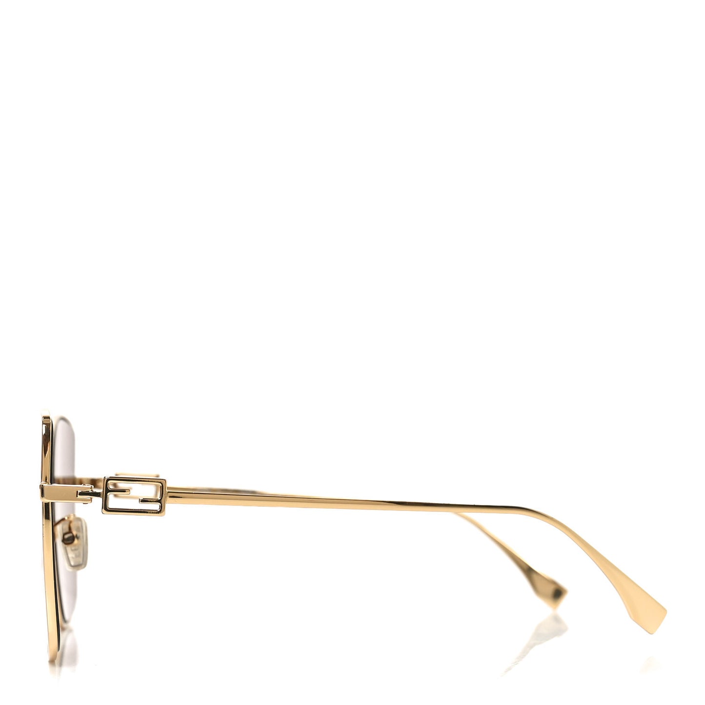 Metal Baguette Square Sunglasses FE40013U Gold Brown
