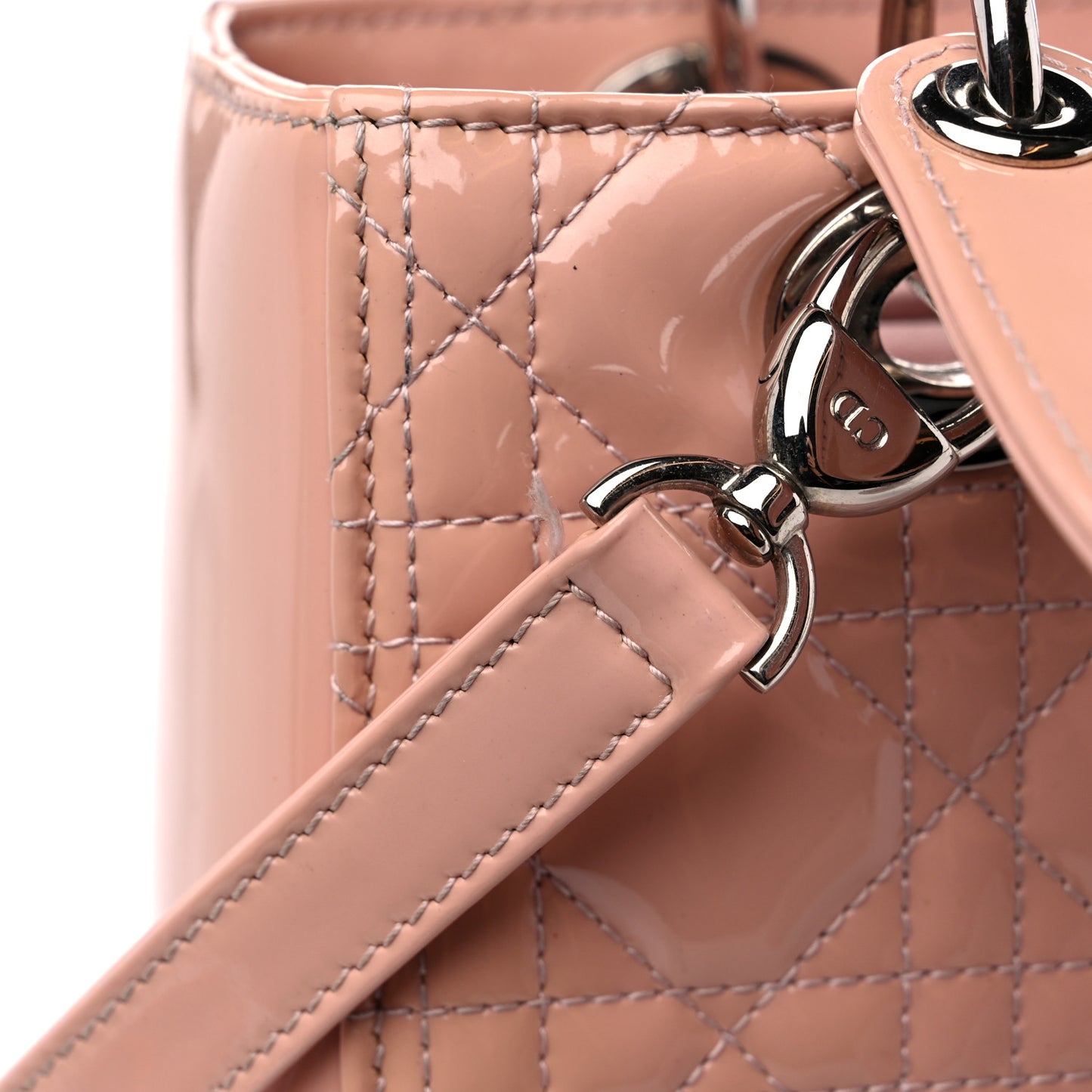 Patent Cannage Medium Lady Dior Rose Clair