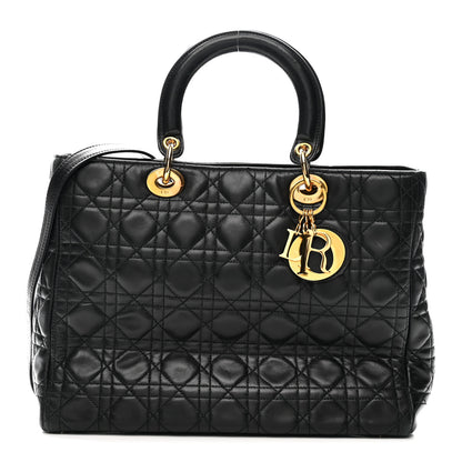 Christian Dior Lambskin Cannage Large Lady Dior Black 1 of 16