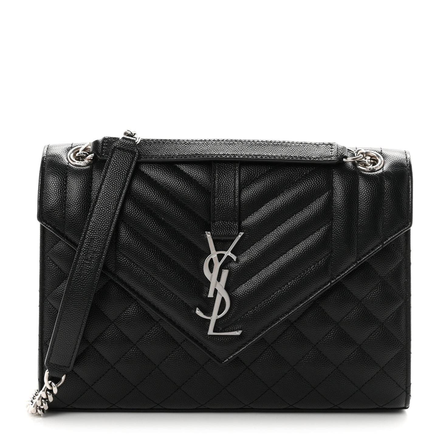 Grain De Poudre Textured Mixed Matelasse Triquilt Medium Monogram Satchel Black