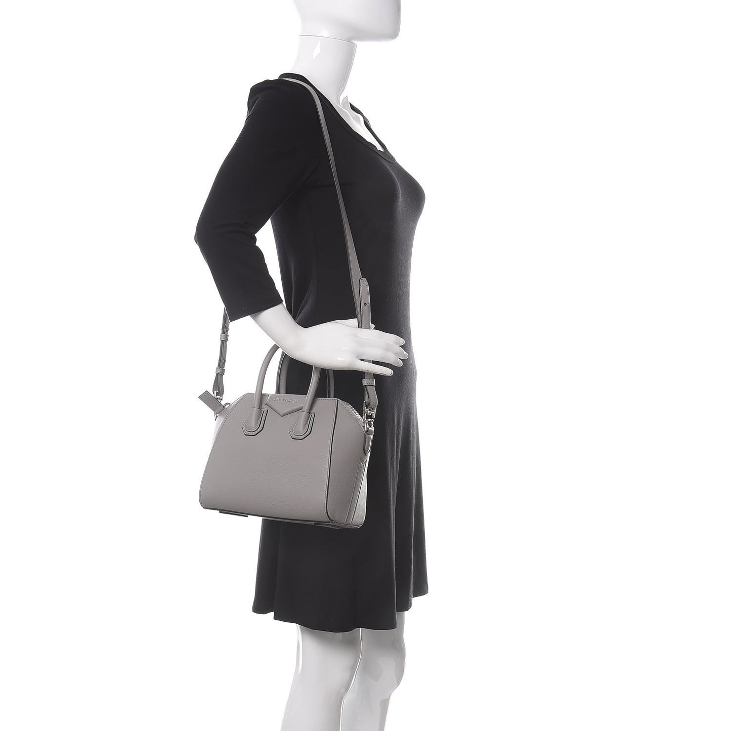 Sugar Goatskin Mini Antigona Pearl Grey