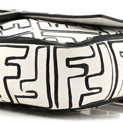 Fendi X JOSHUA VIDES Nappa FF Embossed Baguette White Black 7 of 12