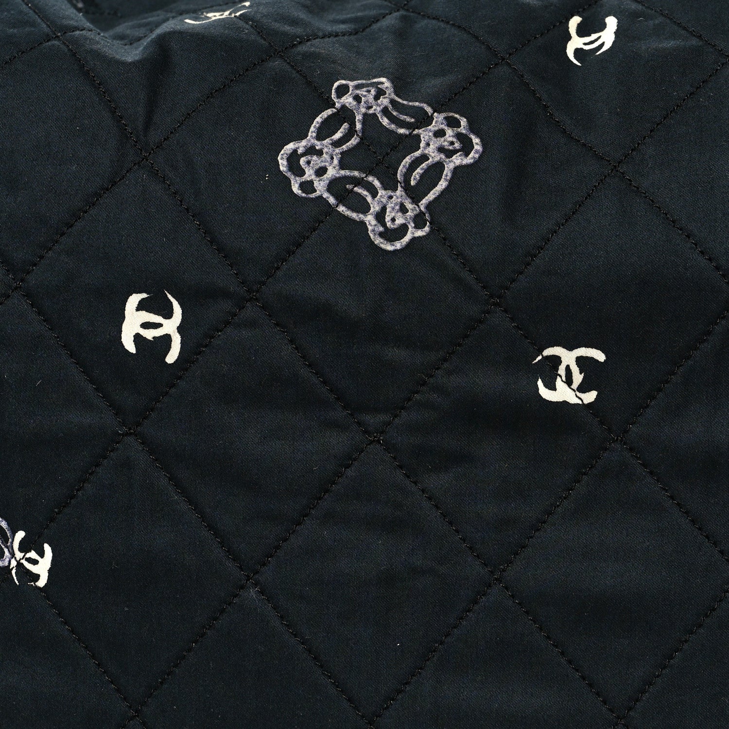 Chanel Cotton Quilted XXL Bandana Shopping Tote Blue 6 of 11