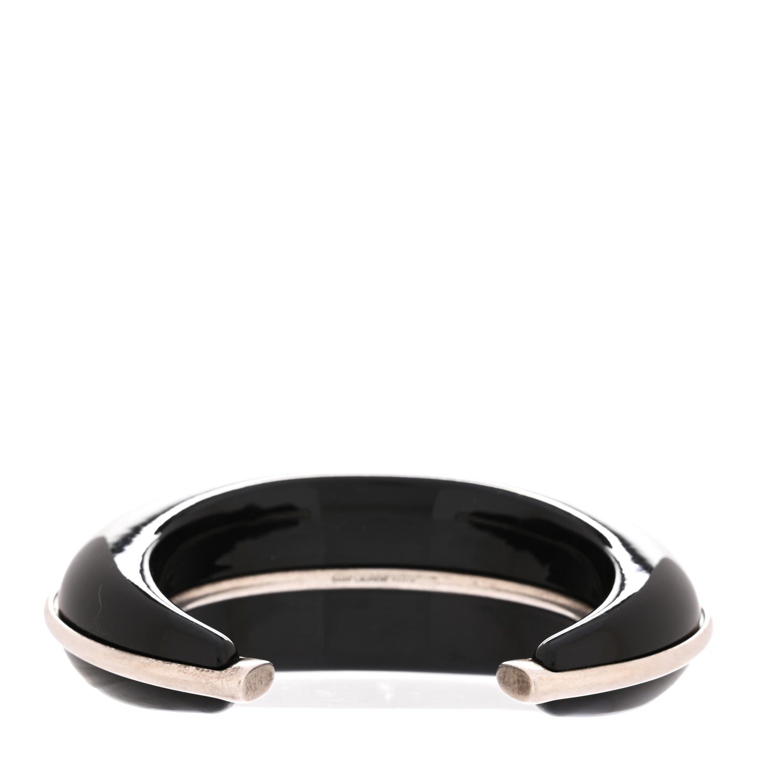 Saint Laurent Brass Dome Bracelet M Black Silver 3 of 4