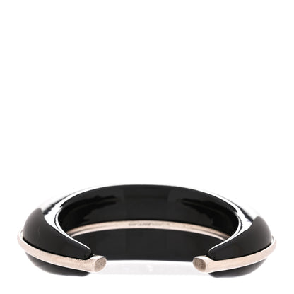 Saint Laurent Brass Dome Bracelet M Black Silver 3 of 4