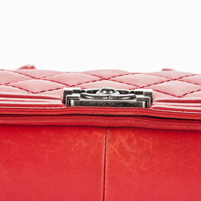 Chanel Calfskin Quilted Double Stitch Medium Boy Flap Red 5 of 8