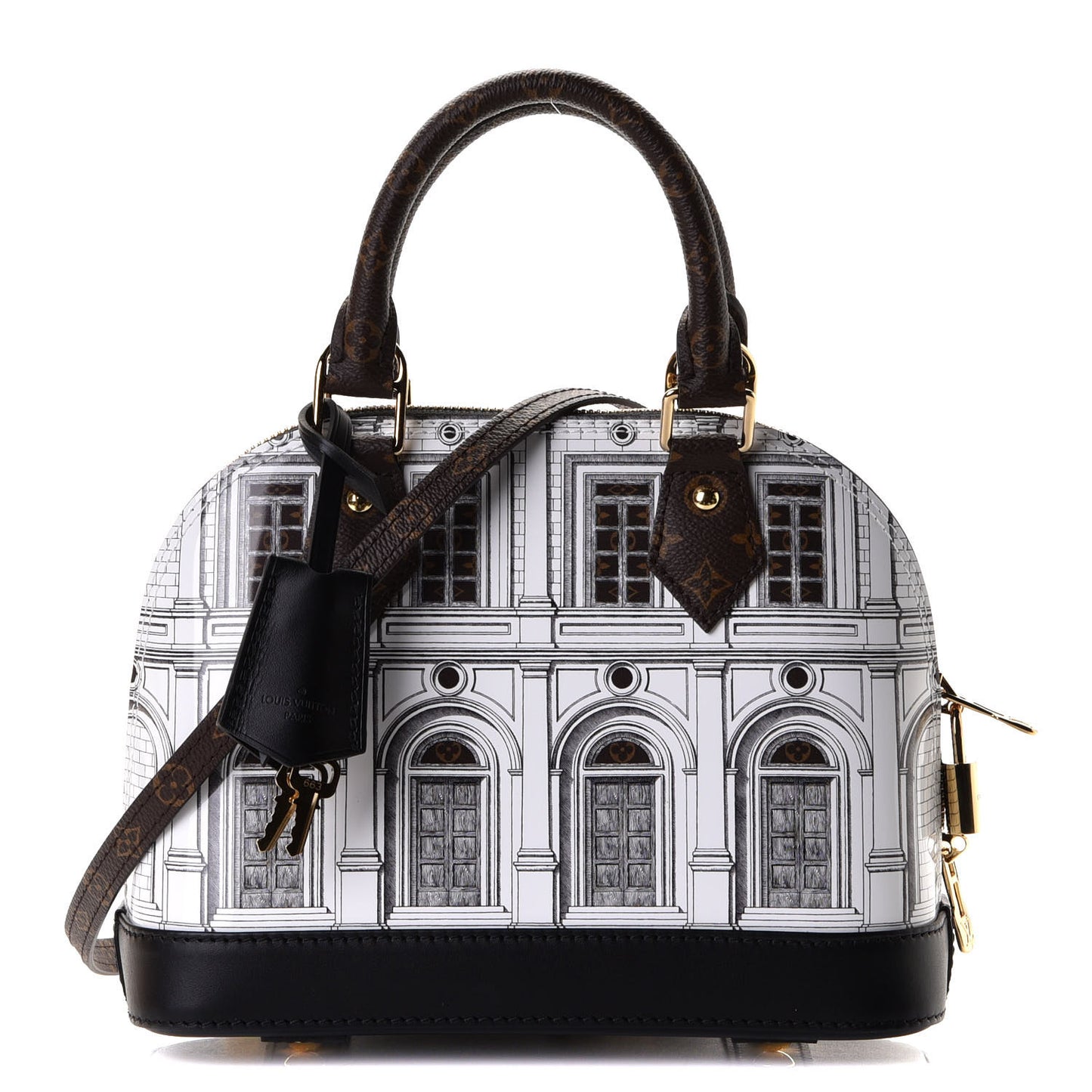 X FORNASETTI Calfskin Architettura Alma BB Black White