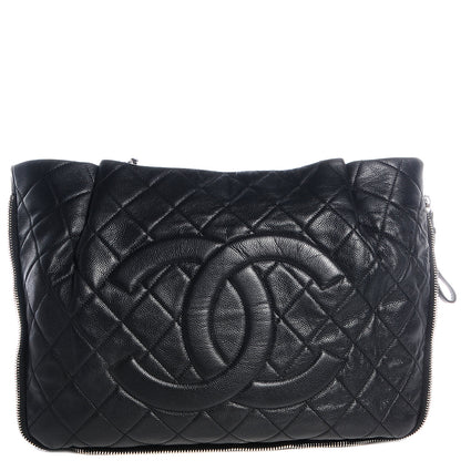 Chanel Caviar Expandable Zip Shoulder Bag Black 1 of 10