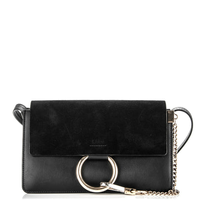 Chloe Suede Calfskin Small Faye Shoulder Bag Black 1 of 7