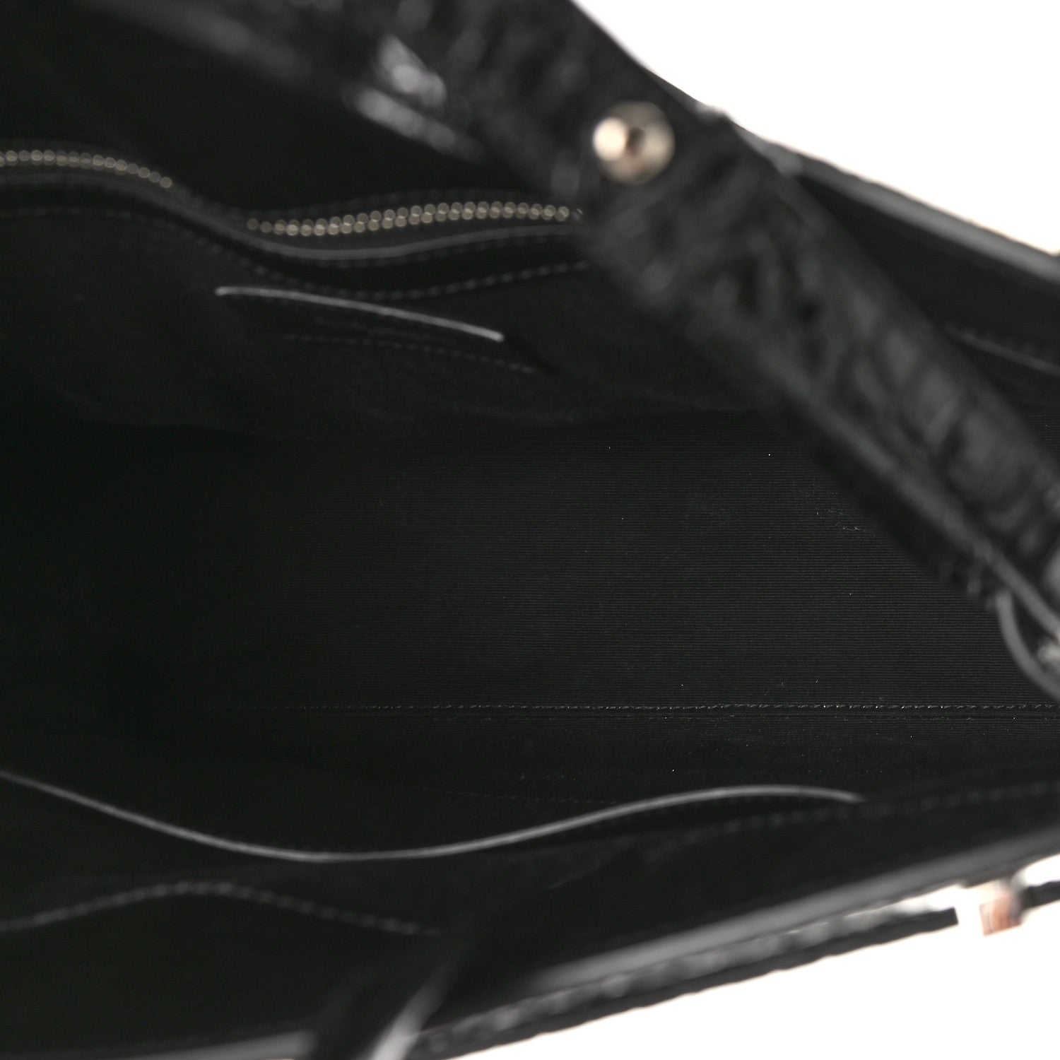 Saint Laurent Shiny Calfskin Crocodile Embossed Small Manhattan Shopper Tote Black 5 of 7